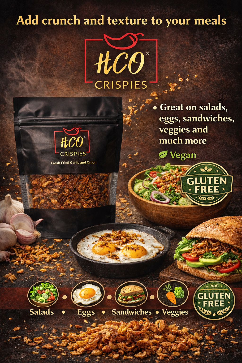 HCO Crispies- Fried Garlic and Onion Seasoning for Foodie