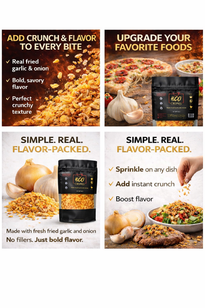 HCO Crispies- Fried Garlic and Onion Seasoning for Foodie
