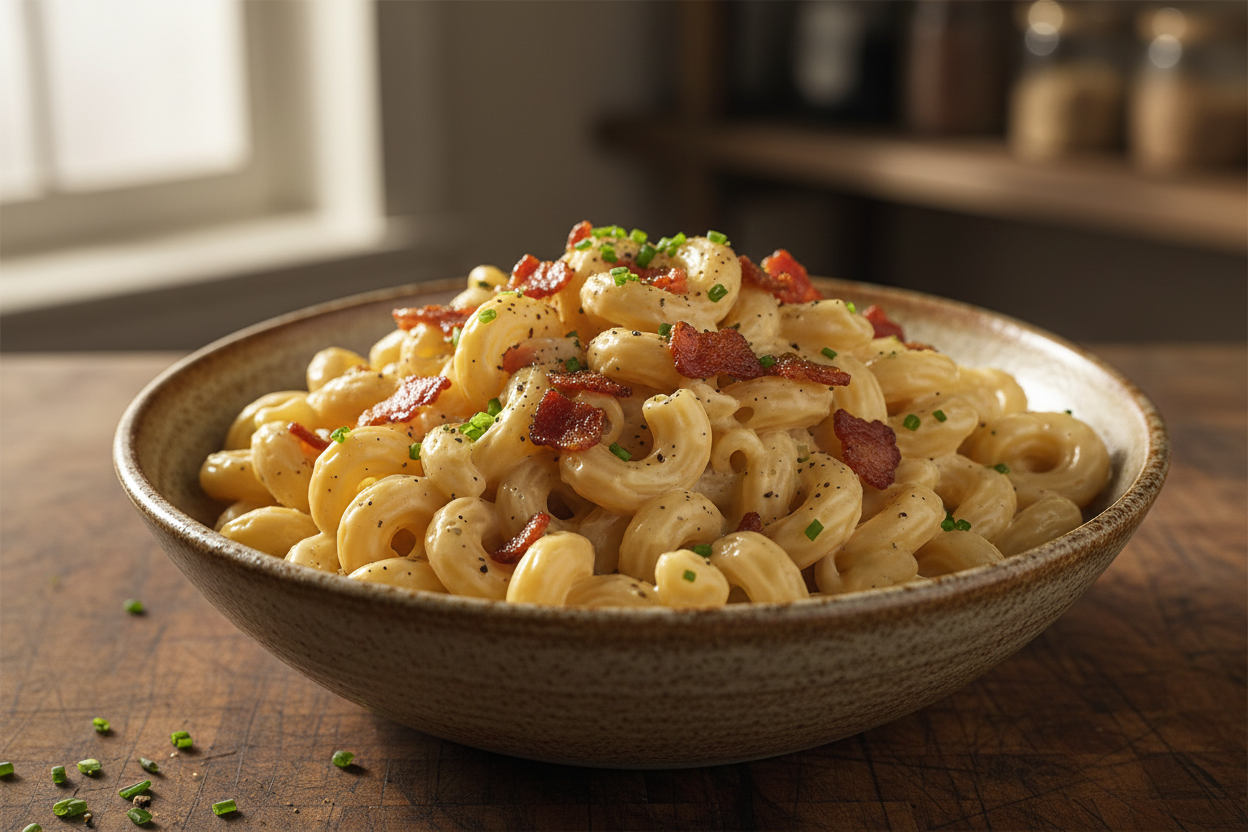 creamy bacon dressing mixed in to pasta
